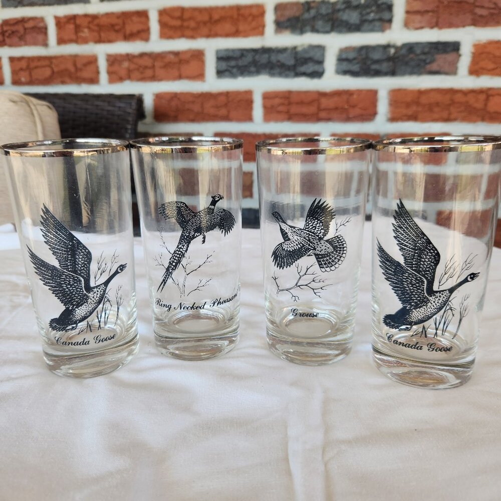 4 - Vintage Federal Glass Sportsman 12 oz Flat Tumbler